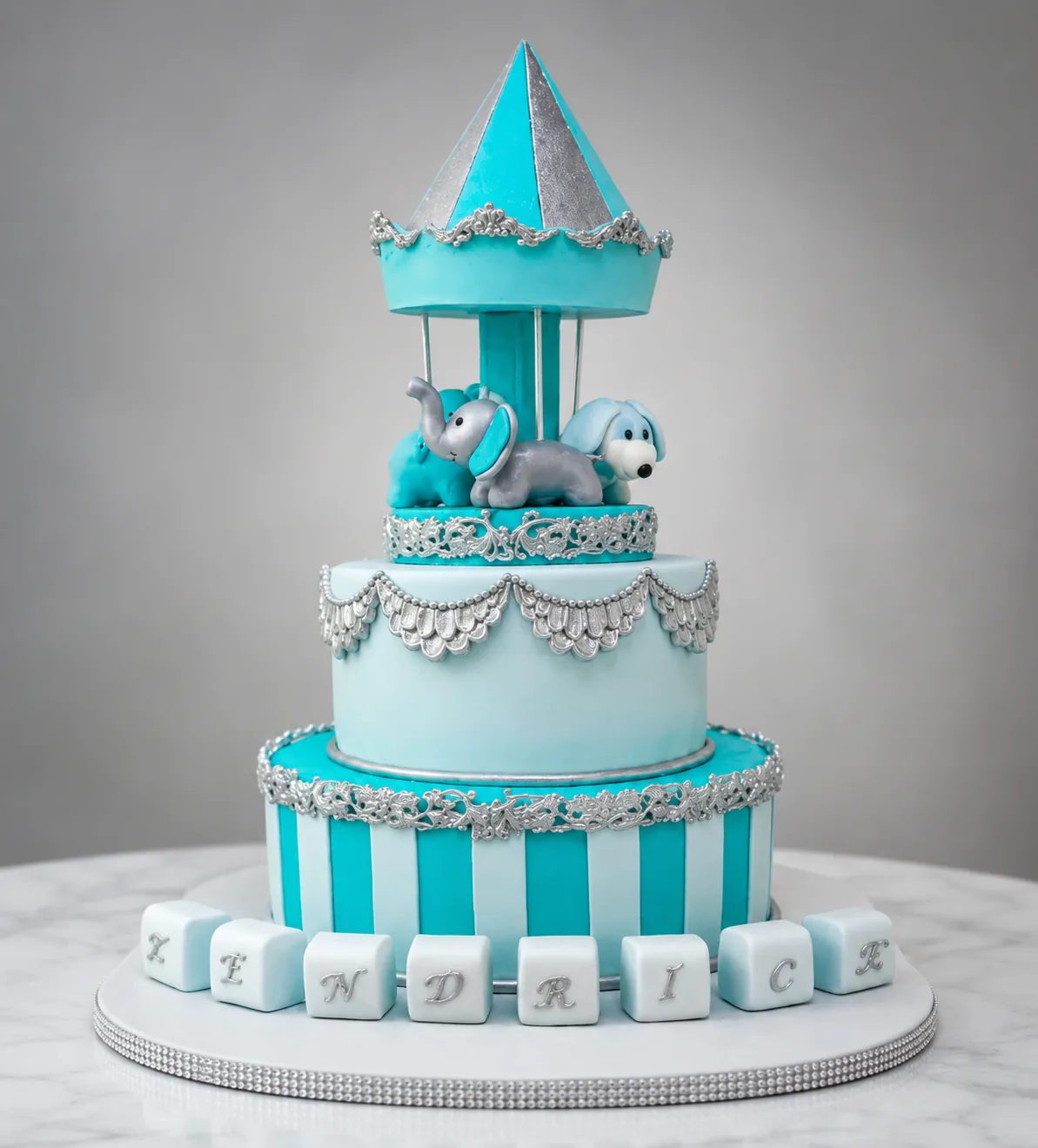 Classic Blue Christening Cake by Sweet Mischief JA in Kingston, Jamaica