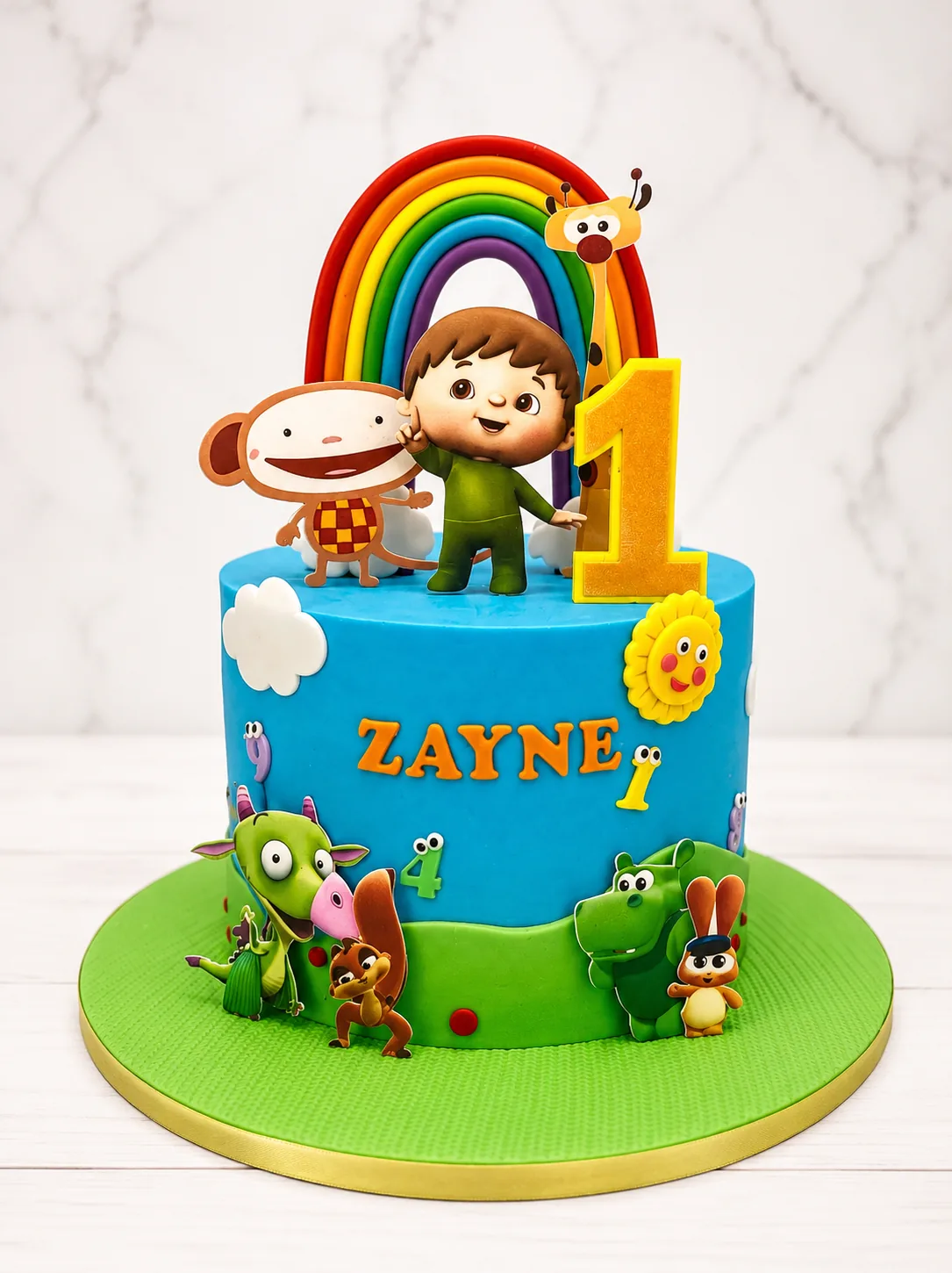 Safari Rainbow First Birthday Cake by Sweet Mischief JA in Kingston, Jamaica