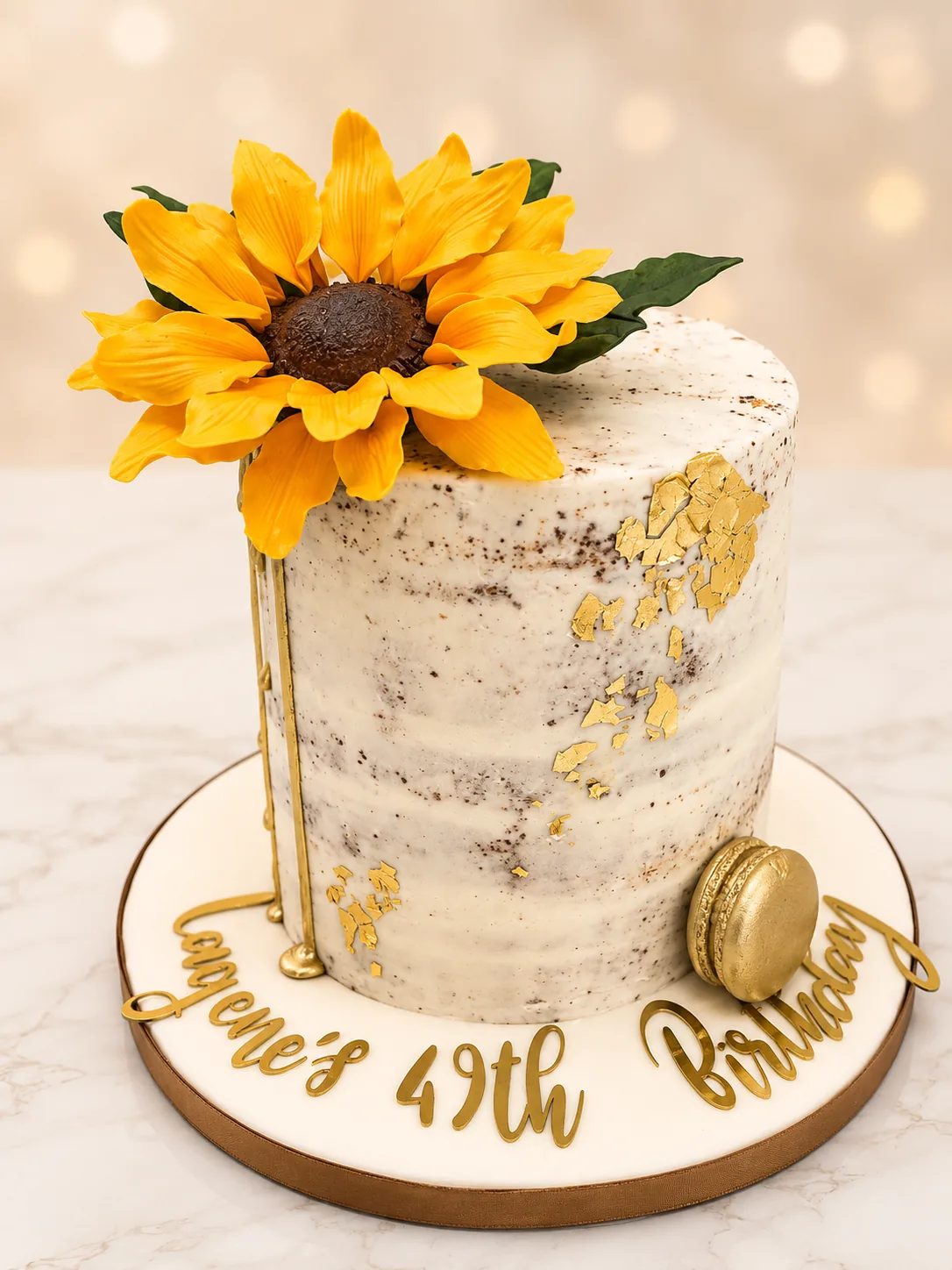 Sunflower Gold Birthday Cake by Sweet Mischief JA in Kingston, Jamaica