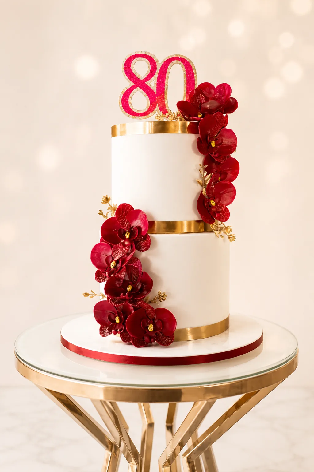 Red Rose 80th Birthday Cake by Sweet Mischief JA in Kingston, Jamaica