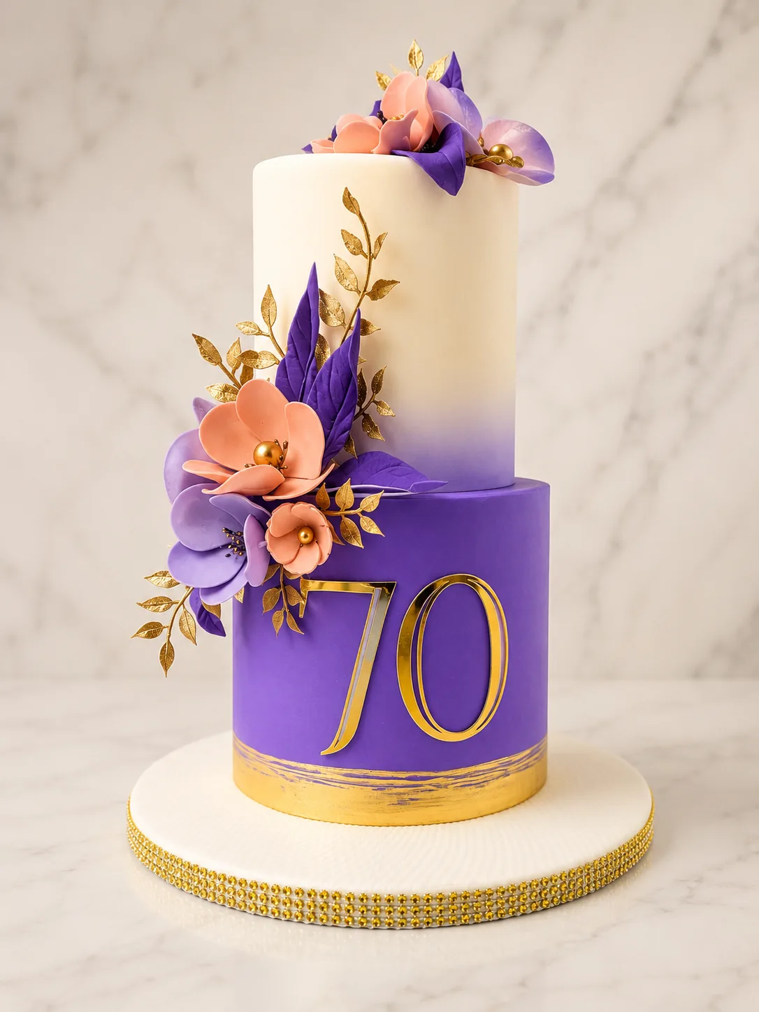 Purple & Gold 70th Birthday Cake by Sweet Mischief JA in Kingston, Jamaica