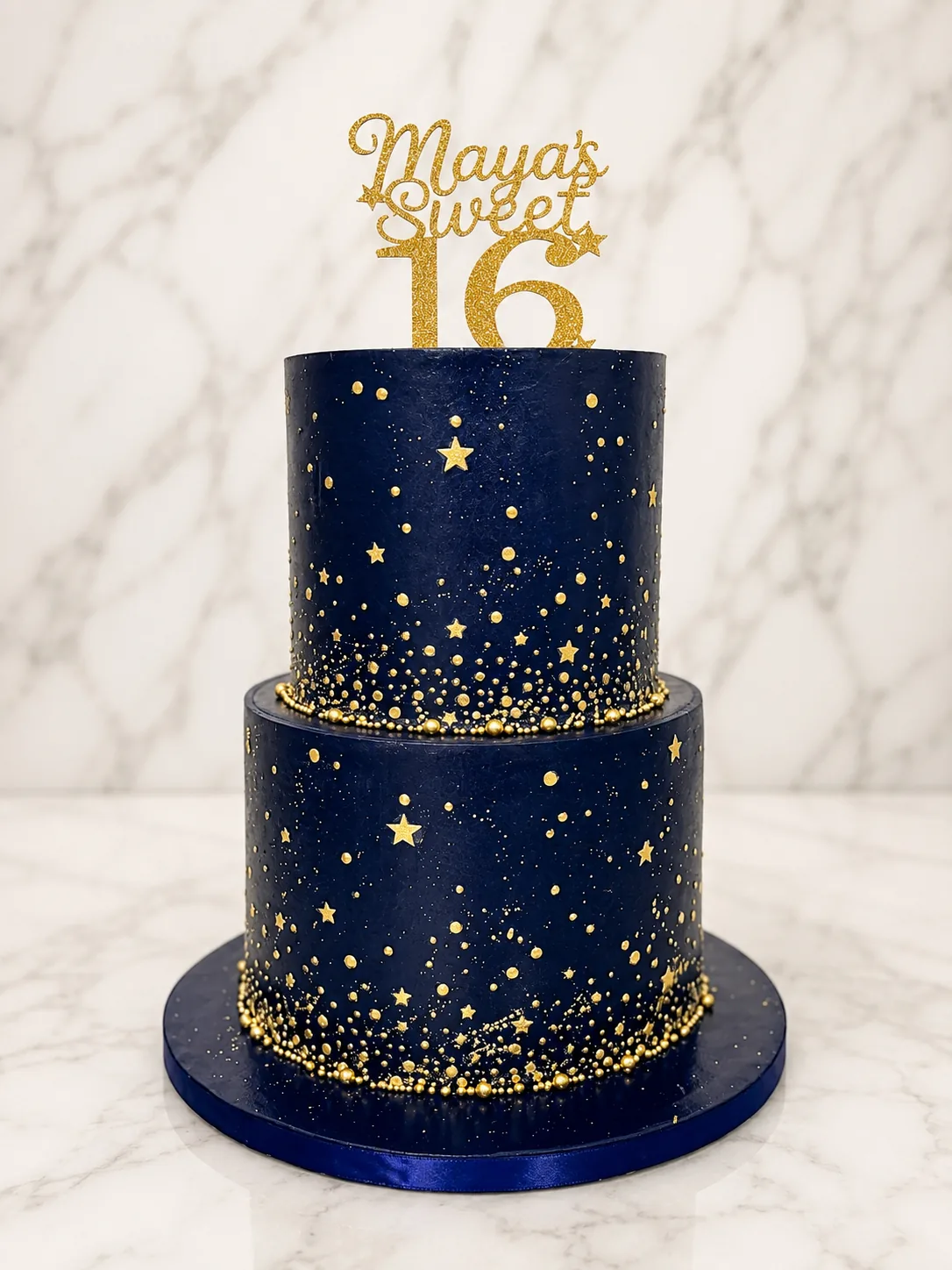 Navy & Gold Sweet 16 Cake by Sweet Mischief JA in Kingston, Jamaica