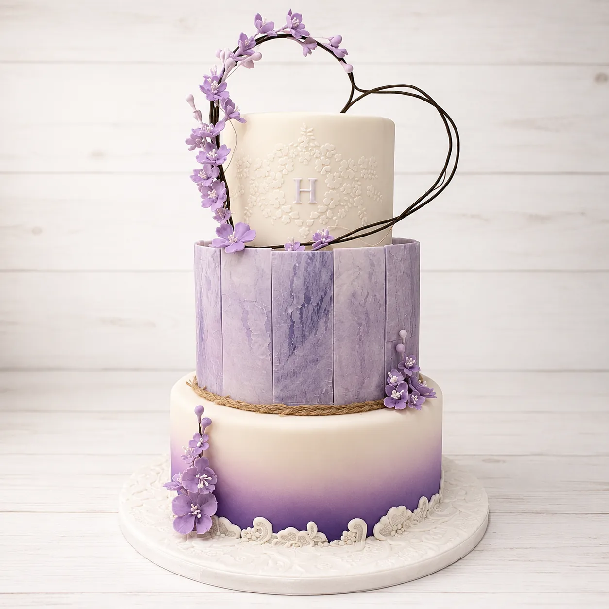 Sculptural Lavender Wedding Cake by Sweet Mischief JA in Kingston, Jamaica