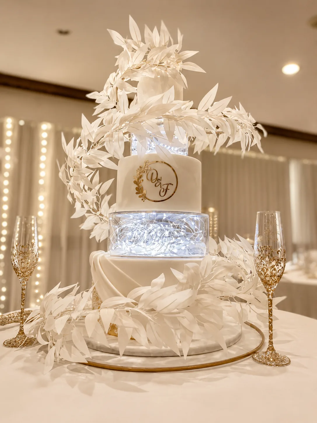 White Couture Statement Wedding Cake by Sweet Mischief JA in Kingston, Jamaica
