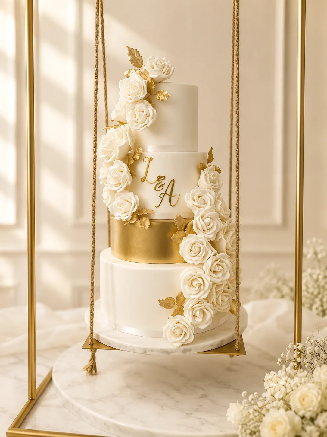 Ivory Sugar Flower Wedding Cake by Sweet Mischief JA in Kingston, Jamaica