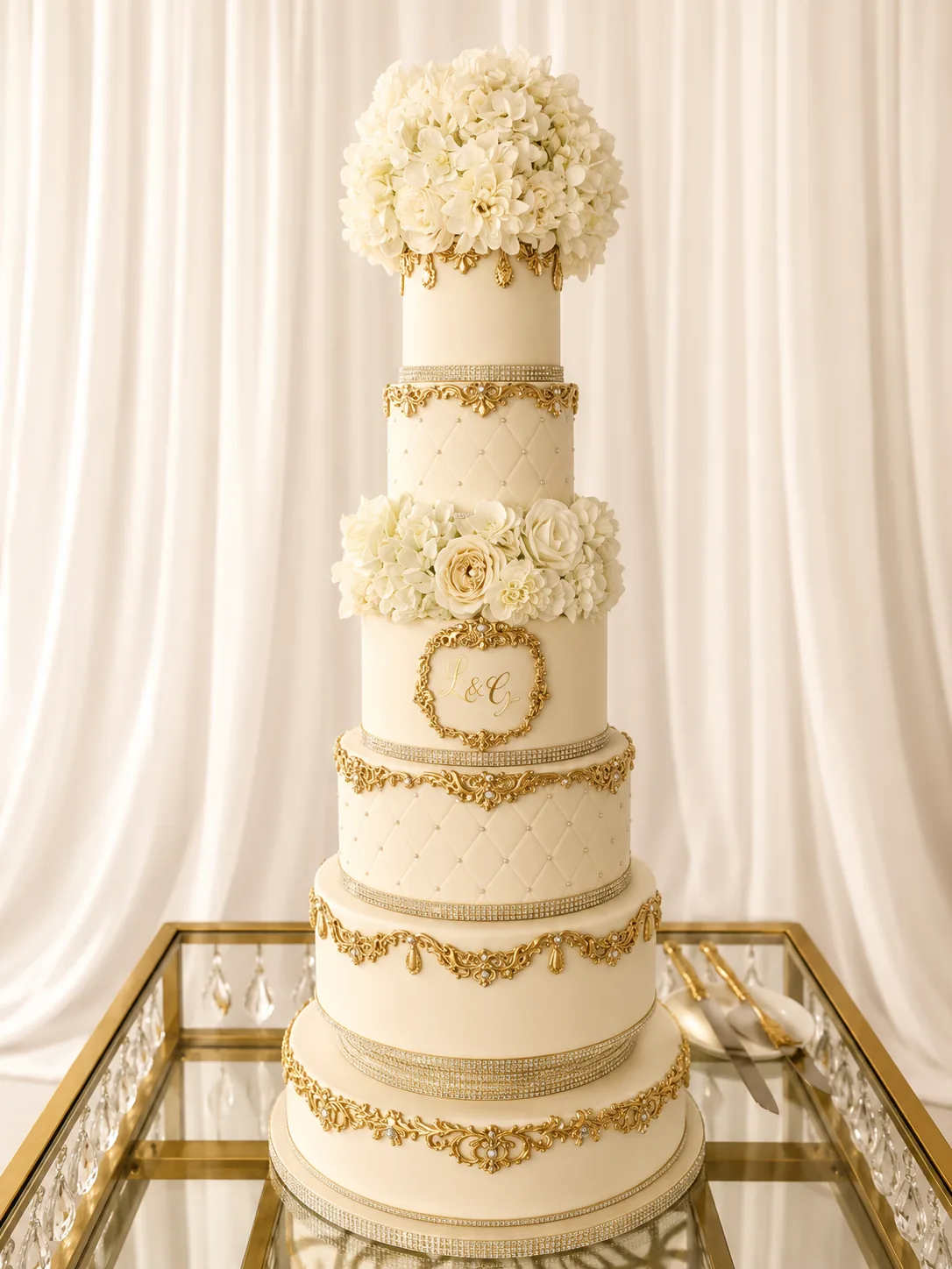 Classic Ivory Vintage Wedding Cake by Sweet Mischief JA in Kingston, Jamaica