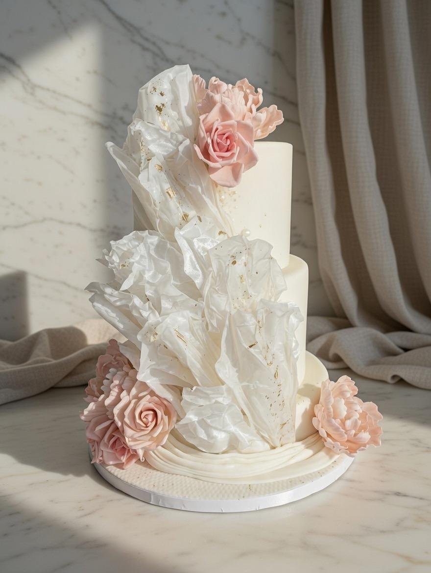 Romantic Wedding Cake by Sweet Mischief JA