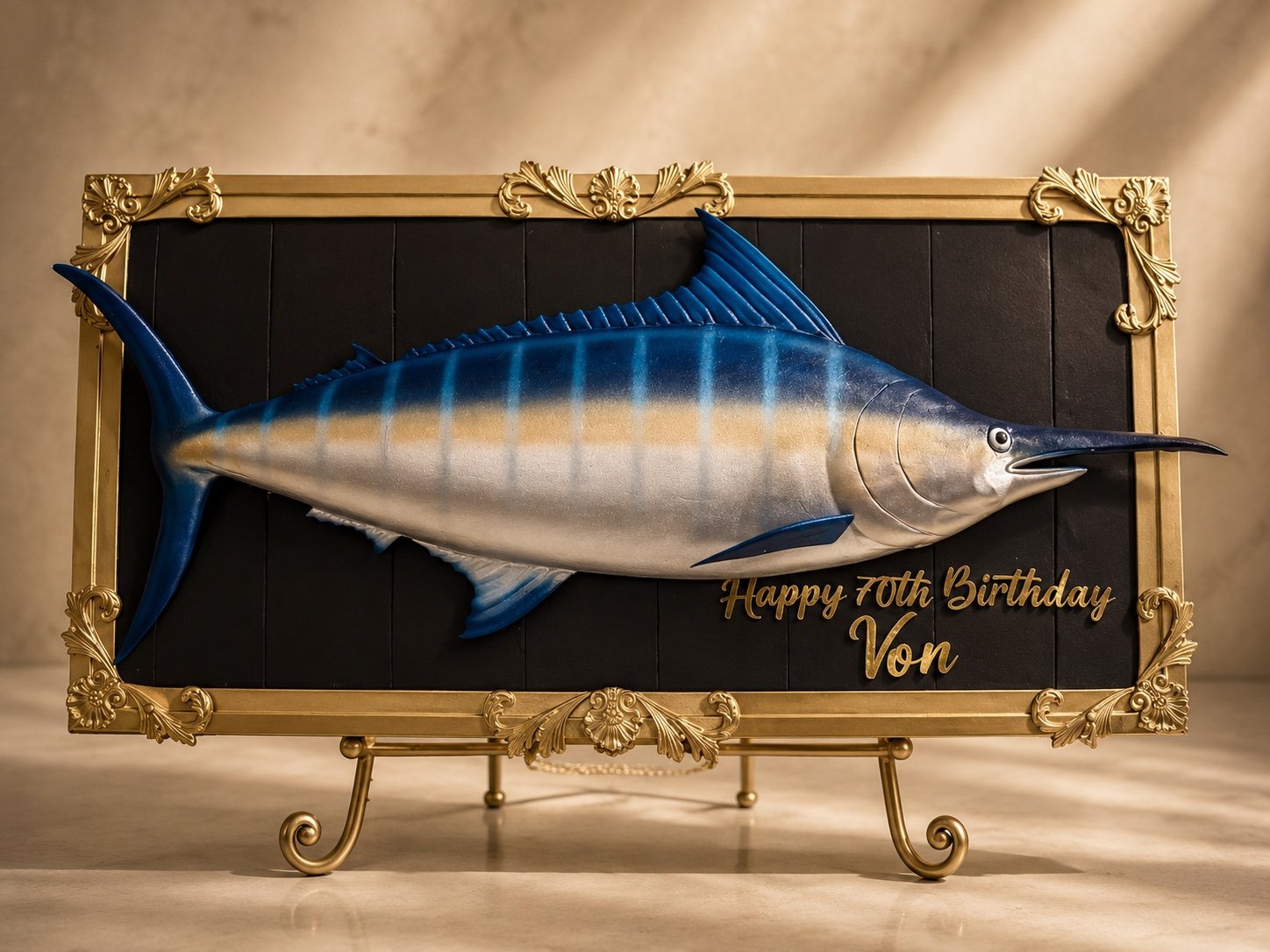 Blue Marlin Plaque Cake by Sweet Mischief JA