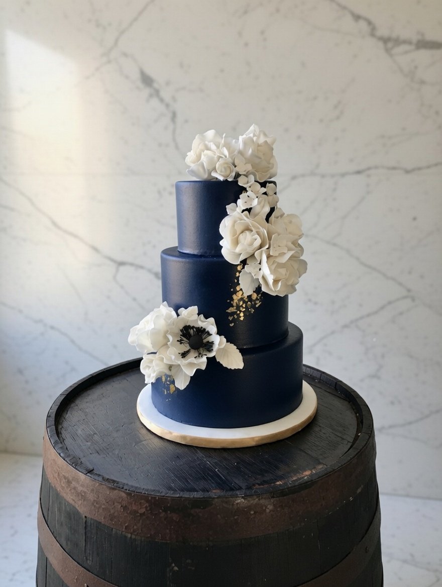 Navy & White Sugar Flowers by Sweet Mischief JA